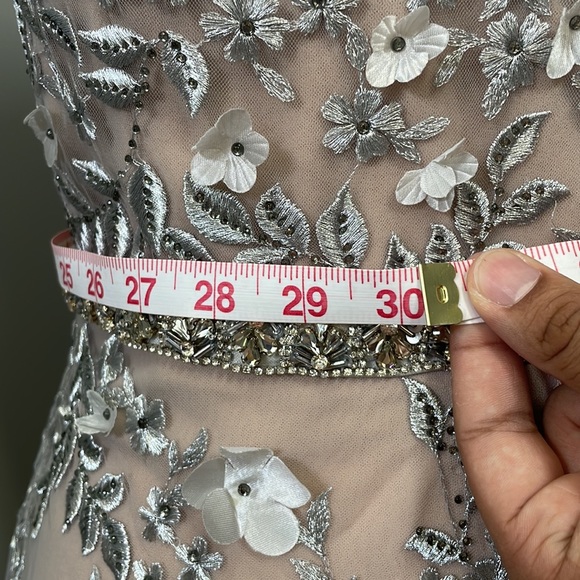 MONTAGE by Mon Cheri - Silver/Nude Embroidered Lace & Tulle Gown - Picture 13 of 16